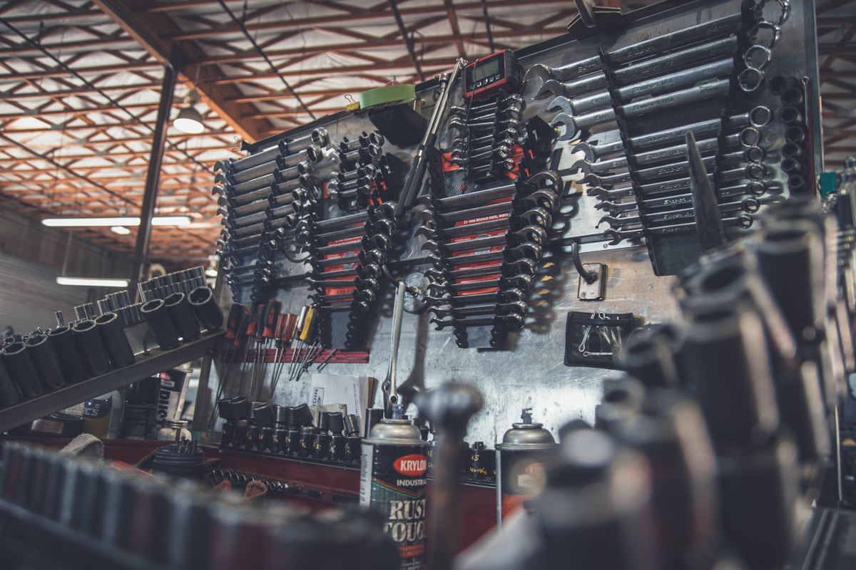 Shop interior with vehicles